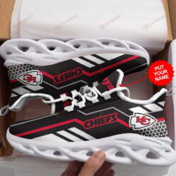 Kansas City Chiefs Logo Pattern Custom Name 3D Max Soul Sneaker Shoes In Black