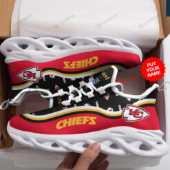 Kansas City Chiefs Logo Pattern Custom Name 3D Max Soul Sneaker Shoes In Black And Red