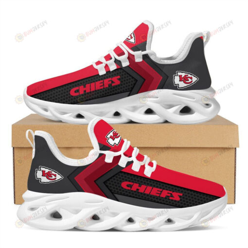 Kansas City Chiefs Logo Pattern Custom Name 3D Max Soul Sneaker Shoes In Red And Black