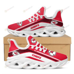 Kansas City Chiefs Logo Pattern Custom Name 3D Max Soul Sneaker Shoes In Red And White