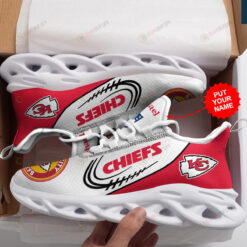 Kansas City Chiefs Logo Pattern Custom Name 3D Max Soul Sneaker Shoes In White And Red