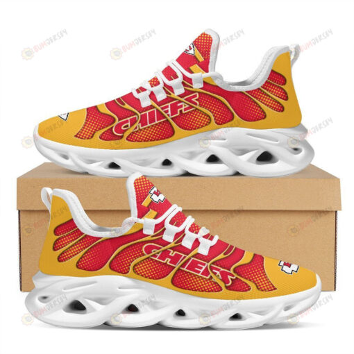 Kansas City Chiefs Logo Pattern In Yellow And Red Custom Name 3D Max Soul Sneaker Shoes