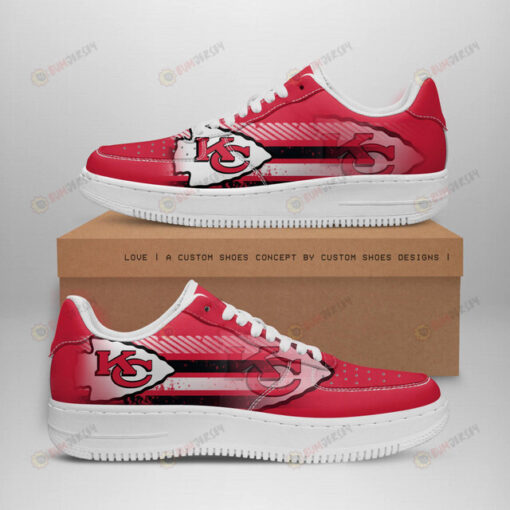 Kansas City Chiefs Logo Stripe Pattern Air Force 1 Printed In Red