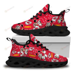 Kansas City Chiefs Mickey Custom Name 3D Max Soul Sneaker Shoes In Red