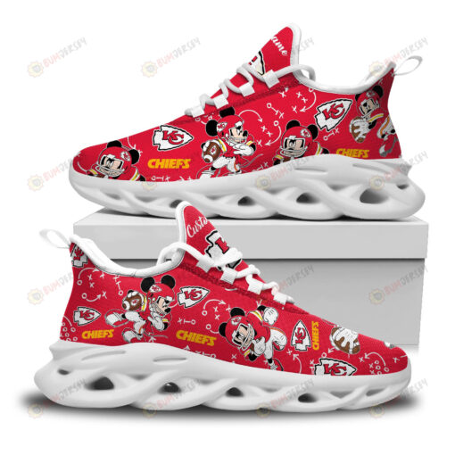 Kansas City Chiefs Mickey Logo Custom Name Pattern 3D Max Soul Sneaker Shoes