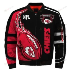 Kansas City Chiefs Pattern Bomber Jacket - Black And Red