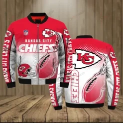 Kansas City Chiefs Pattern Bomber Jacket - Red And White