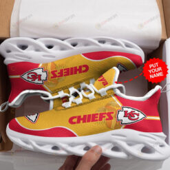 Kansas City Chiefs Pattern Custom Name 3D Max Soul Sneaker Shoes In Red And Yellow