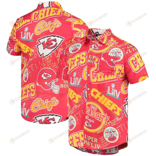 Kansas City Chiefs Red Thematic Button-Up Hawaiian Shirt