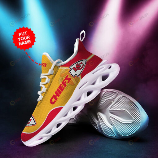 Kansas City Chiefs Shadow Logo Pattern Custom Name 3D Max Soul Sneaker Shoes