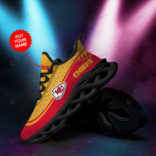 Kansas City Chiefs Small Logo Pattern Custom Name 3D Max Soul Sneaker Shoes In Red Yellow