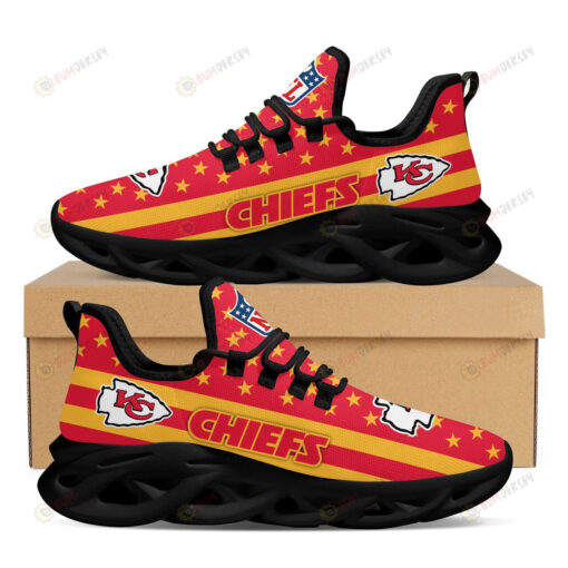 Kansas City Chiefs Star Pattern Red 3D Max Soul Sneaker Shoes