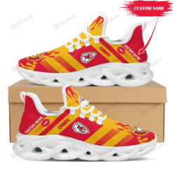 Kansas City Chiefs Stripe Custom Name 3D Max Soul Sneaker Shoes