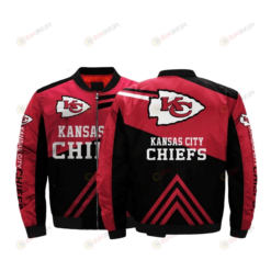 Kansas City Chiefs Team Logo Pattern Bomber Jacket - Black And Red