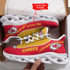 Kansas City Chiefs With Baseball Pattern In Red And Yellow Custom Name 3D Max Soul Sneaker Shoes