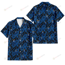 Kansas City Royals Black Dark Blue Hibiscus Black Background 3D Hawaiian Shirt