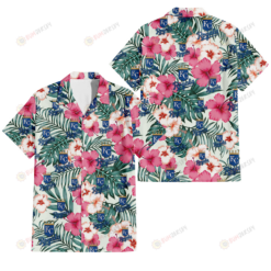 Kansas City Royals Coral Pink Hibiscus Green Leaf Beige Background 3D Hawaiian Shirt