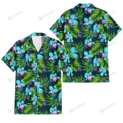 Kansas City Royals Electro Color Hibiscus Black Background 3D Hawaiian Shirt