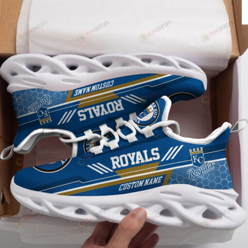 Kansas City Royals Logo Custom Name Pattern 3D Max Soul Sneaker Shoes