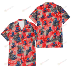 Kansas City Royals Red Hibiscus Gray Leaf Gainsboro Background 3D Hawaiian Shirt
