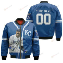 Kansas City Royals Salvador Perez Navy Custom Number Name For Royals Fans Bomber Jacket 3D Printed