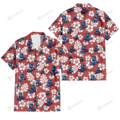 Kansas City Royals White Hibiscus Indian Red Background 3D Hawaiian Shirt