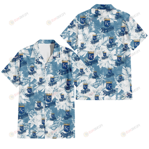 Kansas City Royals White Hibiscus Orchid Light Blue Background 3D Hawaiian Shirt
