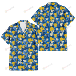 Kansas City Royals Yellow White Hibiscus Powder Blue Background 3D Hawaiian Shirt