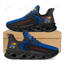 Kansas Jayhawks Logo Bird Pattern 3D Max Soul Sneaker Shoes In Black Blue