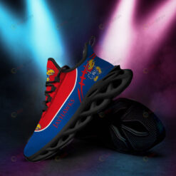 Kansas Jayhawks Logo Bird Pattern Custom Name 3D Max Soul Sneaker Shoes In Red Blue