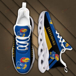 Kansas Jayhawks Logo Black Stripe Pattern 3D Max Soul Sneaker Shoes In Blue