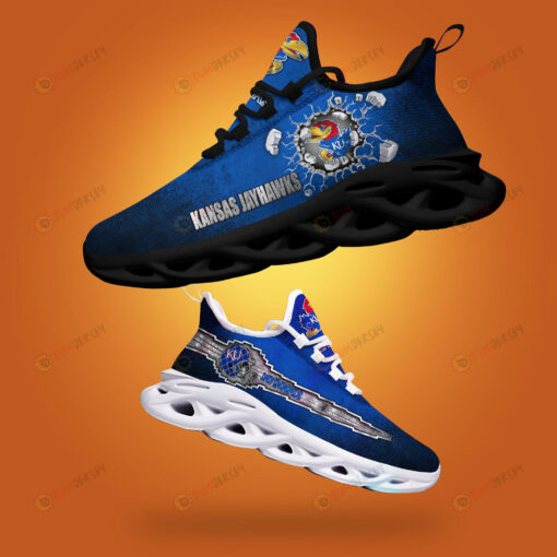 Kansas Jayhawks Logo Broken Pattern 3D Max Soul Sneaker Shoes