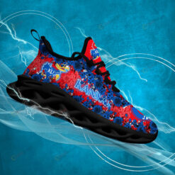 Kansas Jayhawks Logo Flower Pattern 3D Max Soul Sneaker Shoes