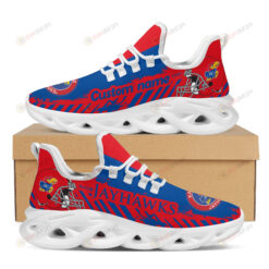 Kansas Jayhawks Logo Helmet And Stripe Pattern Custom Name 3D Max Soul Sneaker Shoes