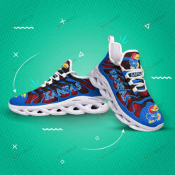 Kansas Jayhawks Logo Hole Pattern 3D Max Soul Sneaker Shoes In Blue