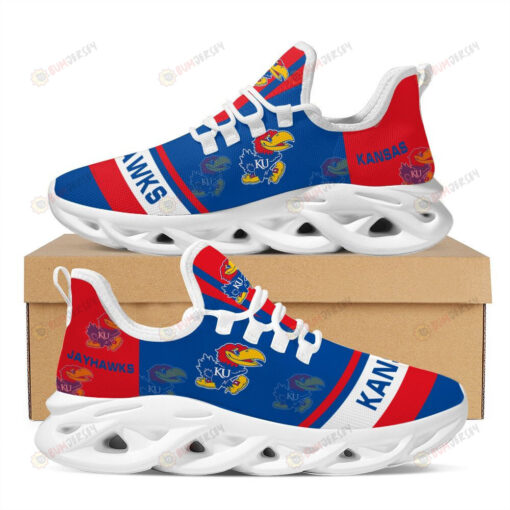 Kansas Jayhawks Logo In Red And Blue Custom Name 3D Max Soul Sneaker Shoes