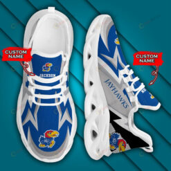 Kansas Jayhawks Logo Lightening Pattern Custom Name 3D Max Soul Sneaker Shoes