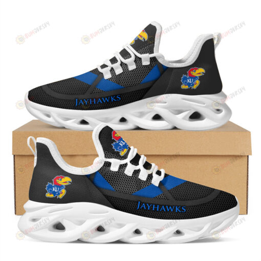 Kansas Jayhawks Logo Pattern 3D Max Soul Sneaker Shoes In Black