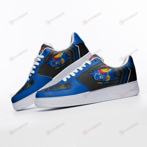 Kansas Jayhawks Logo Pattern Air Force 1 Printed In Blue