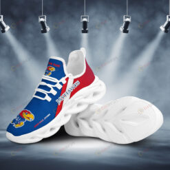 Kansas Jayhawks Logo Pattern Custom Name 3D Max Soul Sneaker Shoes In Red Blue