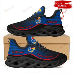 Kansas Jayhawks Logo Red Line Pattern Custom Name 3D Max Soul Sneaker Shoes