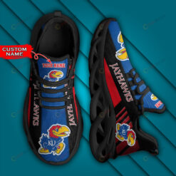 Kansas Jayhawks Logo Stripe Border Pattern Custom Name 3D Max Soul Sneaker Shoes