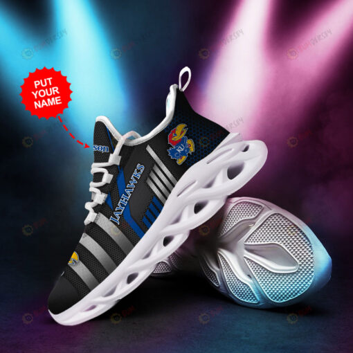 Kansas Jayhawks Logo Stripe Pattern Custom Name 3D Max Soul Sneaker Shoes