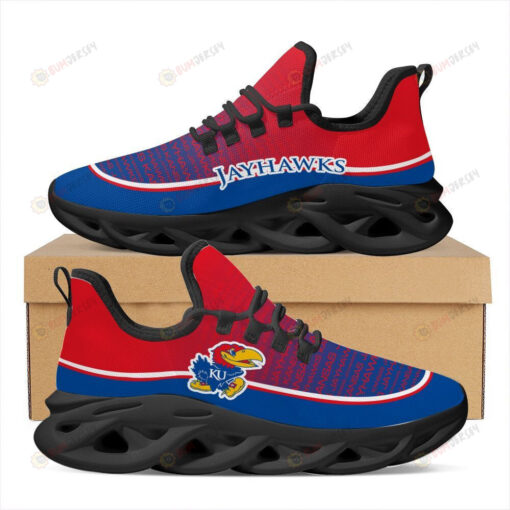 Kansas Jayhawks Logo Text Pattern Custom Name 3D Max Soul Sneaker Shoes