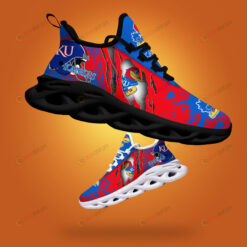 Kansas Jayhawks Logo Torn And Splatter Pattern 3D Max Soul Sneaker Shoes