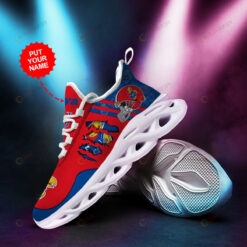 Kansas Jayhawks Logo Torn Pattern Custom Name 3D Max Soul Sneaker Shoes