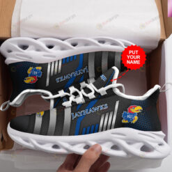 Kansas Jayhawks Logo With Stripe Pattern Custom Name 3D Max Soul Sneaker Shoes