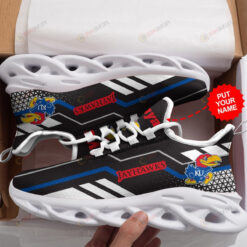 Kansas Jayhawks With Stripe Pattern Custom Name 3D Max Soul Sneaker Shoes