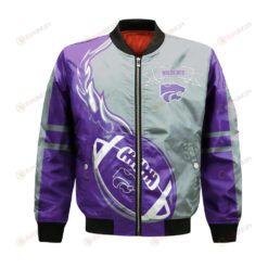 Kansas State Wildcats Bomber Jacket 3D Printed Flame Ball Pattern