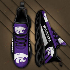 Kansas State Wildcats Logo Black Stripe Pattern 3D Max Soul Sneaker Shoes In Purple